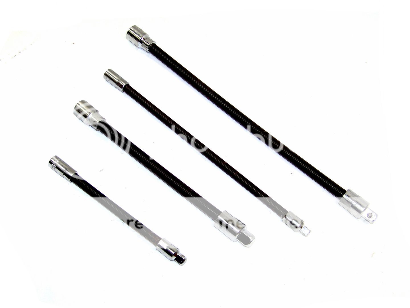 4pc Flexible Shaft Socket Extension Bar Flex Set 6" 8" 10" 12" 1/4" and